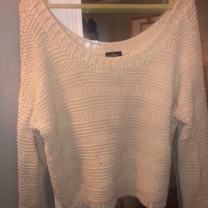 Off the shoulder white sweater